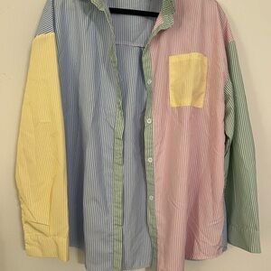 SHEIN Colorful Striped Button Down Shirt